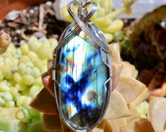 Purple flash Labradorite and Argentium necklace