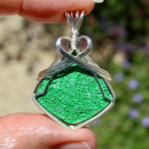 Rare Uvarovite Emerald Green Garnet Druzy Crystal Stone Pendant, Natural Uvarovite Necklace, Argentum Sterling Silver Wire Wrapped Pendant
