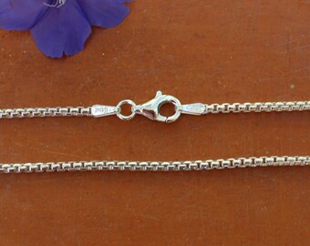 24 inch 1.8mm Round Box Chain Italian Sterling Silver Chain Necklace with Sterling Lobster Claw Clasp