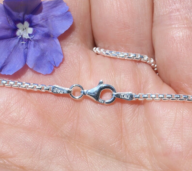24 inch 1.8mm Round Box Chain Italian Sterling Silver Chain Necklace with Sterling Lobster Claw Clasp
