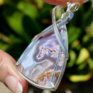Fantastic Purple Passion Agate Stone Pendant Wire Wrap Pendant Purple Passion Agate Crystals Necklace Argentium Sterling Silver Wire Jewelry
