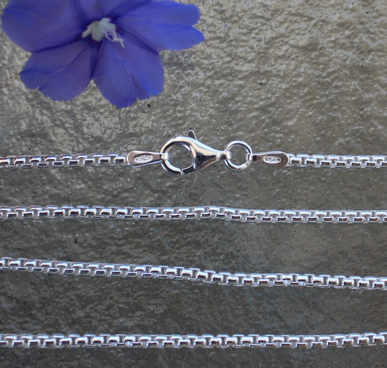 24 inch 1.8mm Round Box Chain Italian Sterling Silver Chain Necklace with Sterling Lobster Claw Clasp