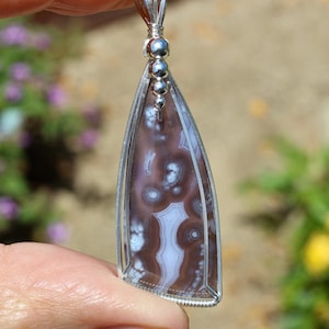 Rare Purple Passion Agate Stone Pendant, Wire Wrap Pendant, Purple Passion Agate Necklace, Argentium Sterling Silver Wire Wrapped Jewelry