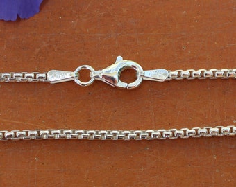 22 inch 1.8mm Round Box Chain Italian Sterling Silver Chain Necklace with Sterling Lobster Claw Clasp