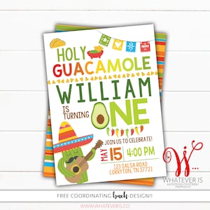 Holy Guacamole First Birthday Invitation | Taco Birthday Invitation | First Birthday | Mexican Birthday Invitation | Fiesta Birthday Invite