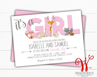 Woodland Girl Baby Shower Invitation | Adoption Baby Shower | Girl Baby Shower | Woodland Baby Shower Invitation | Printed Invitations | DIY