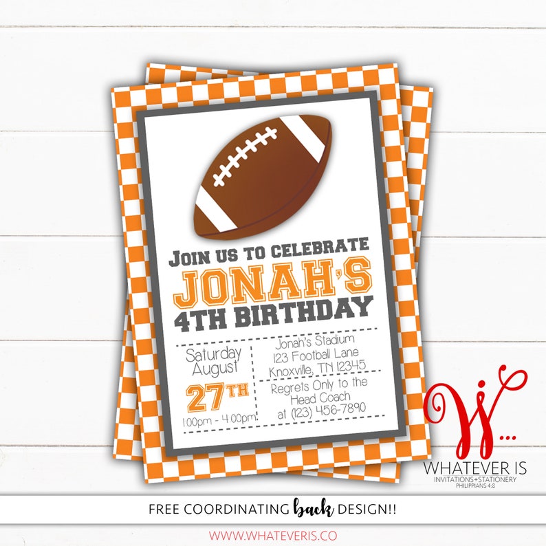 Orange and White Football Birthday Invitation
Digital or Printed