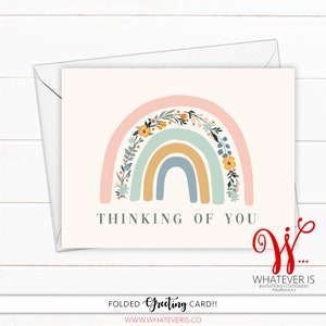 Boho Rainbow Thinking of You Cards | Floral Rainbow | Thinking of You | Greeting Card | Set of 12 Cards