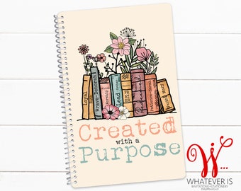 Created with a Purpose | 52 Week Sermon Notes Notebook | Women's Church Notes | Bible Study Notebook | Bible Journaling | Notetaking