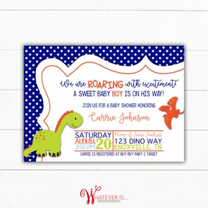 Dinosaur Baby Shower Invitation Dino Baby Shower Roar Its A Boy Boy Baby Shower Animal Baby Shower Invitations Printable Dinosaur image 3