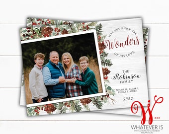 Wonders In Heaven Christmas Card | Family Picture Christmas Card | Christian Christmas Card | Scripture Christmas Card | Acts 2