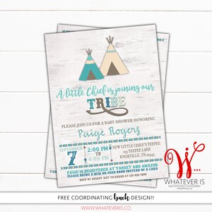 Tribal Baby Shower Printable Invitation | Boho Printed Baby Shower| TeePee Baby Shower Printable Invitation | Baby Tribe | Little Chief Baby