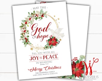 God of Hope Floral Christmas Card | Printable Christmas Card | Romans 15:13 | Christian Christmas | Dove Christmas Card | Simple Christmas