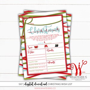 5 x 7 kerstwensenlijst | Kerstwensenlijst voor kinderen | Afdrukbare verlanglijst | Kerst afdrukbaar | Kerstverlanglijstje voor kinderen | Cadeauverlanglijst