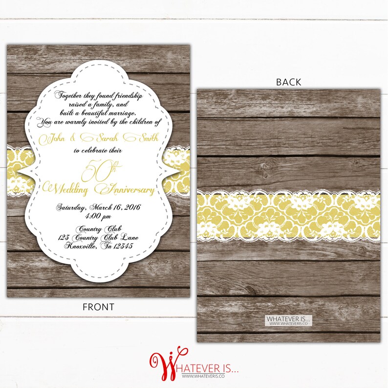 Rustic Anniversary Invitation Bundle 50th Anniversary Anniversary Invitation and Response Card RSVP Card Rustic Gold Anniversary image 3