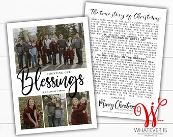 Christmas Photo Card | Family Picture Christmas Card | Luke 2 Christmas Card | Christian Christmas Card | Counting our Blessings Christmas