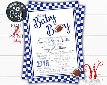 Editable Football Baby Shower Invitation | Sports Baby Shower | College Football Baby Shower | Kentucky Baby Shower | Wildcats | WI002