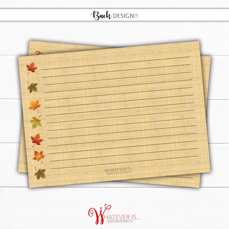 5x7 Fall In Love Recipe Card Fall in Love Themed Recipe Card Autumn Recipe Card Fall Bridal Shower Recipe Card Bridal Shower image 2