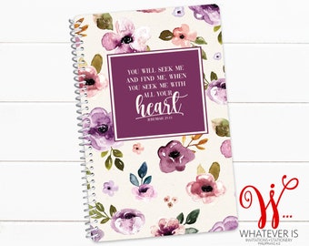 Seek with All Your Heart | 52 Week Sermon Notes | Church Notes Book | Bible Study Notebook | Women Bible Study | Bible Journaling Notebook