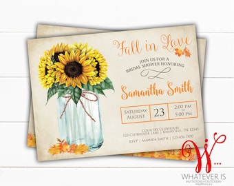 Fall In Love Bridal Shower Invitation | Fall Bridal Shower | Fall Sunflower | Bridal Shower Invitation | Fall Printable Bridal Shower