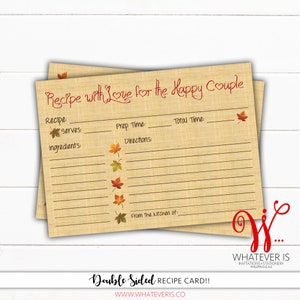 5x7 Fall In Love Recipe Card Fall in Love Themed Recipe Card Autumn Recipe Card Fall Bridal Shower Recipe Card Bridal Shower image 1