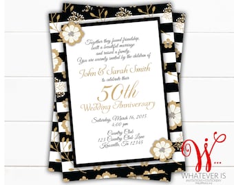 Black and Gold 50th Anniversary Invitation | Gold Anniversary | 50th Anniversary Invitations | Printed Anniversary Invitation | Anniversary