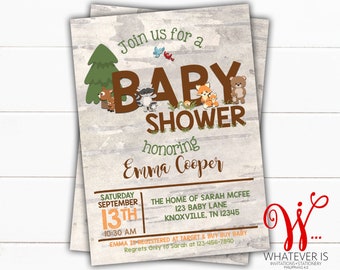 Woodland Baby Shower Printable Invitation | Woodland Animal Baby Shower | Baby Animal Baby Shower Printable Invitation | Forest Animals