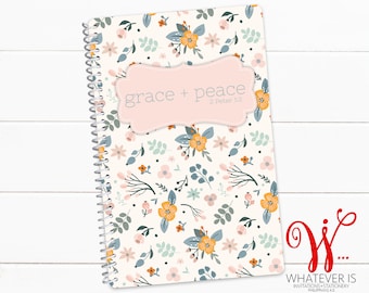 Grace and Peace | 52 Week Sermon Notes Book | Youth Girls Church Notes Book | Bible Study Notebook | Bible Study Notebook | Bible Journaling