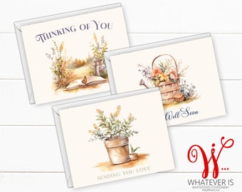 Vintage Floral Card Set | Thinking of You Cards | Get Well Cards | Sending Love Cards | Greeting Card | Set of 12 Cards