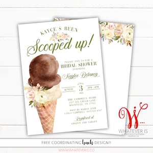 She's Been Scooped Up Bridal Shower Invitations |  Ice Cream Bridal Shower Invitation | Summer Bridal Shower | Ice Cream Wedding Shower