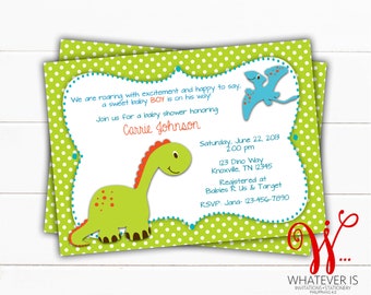 Dinosaur Baby Shower Invitation | Dino Baby Shower Theme | Dinosaur Printable Invitations | Green Dinosaur Baby Shower | Boy Baby Shower