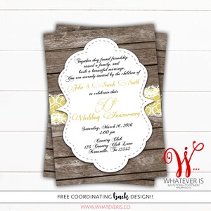 Rustic Anniversary Invitation Bundle 50th Anniversary Anniversary Invitation and Response Card RSVP Card Rustic Gold Anniversary image 2