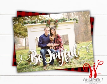 Be Joyful Christmas Card | Picture Christmas Card | Double Sided Christmas Card | 2 Picture | Buffalo Plaid | Printable Christmas Card