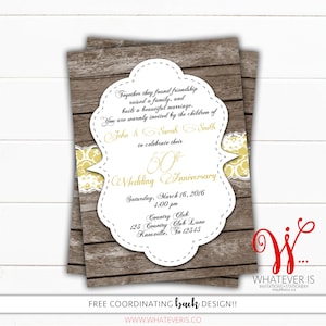Rustic Gold 50th Anniversary Invitation | Black and Gold 50th Anniversary Invitation | Gold Anniversary | 50th Anniversary Invitations