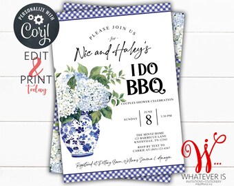 EDITABLE I Do BBQ Couples Wedding Shower Invitations | Wedding Shower | Picnic Floral Wedding Shower Invitation | Engagement Party