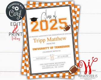 Editable Orange and White Sports Birthday Invitation | Sports Birthday Invitation | Boy Birthday Party Invitations | College Sports