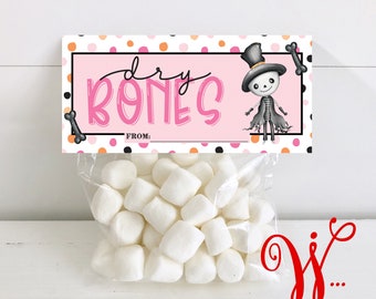 Pink Dry Bones Christian Halloween Treat Bag: 12 Goodie Bags