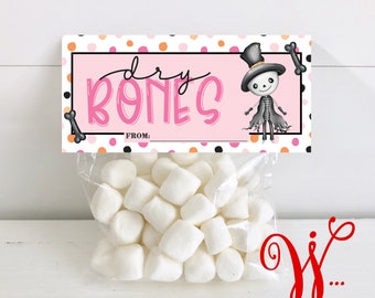 Pink Dry Bones Christian Halloween Treat Bag | Halloween Treats for Kids | Halloween Gift | Halloween Goodie Bags | Halloween School Treats