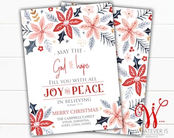 God of Hope Floral Christmas Card | Printable Christmas Card | Romans 15:13 | Christian Christmas | Floral Christmas Card