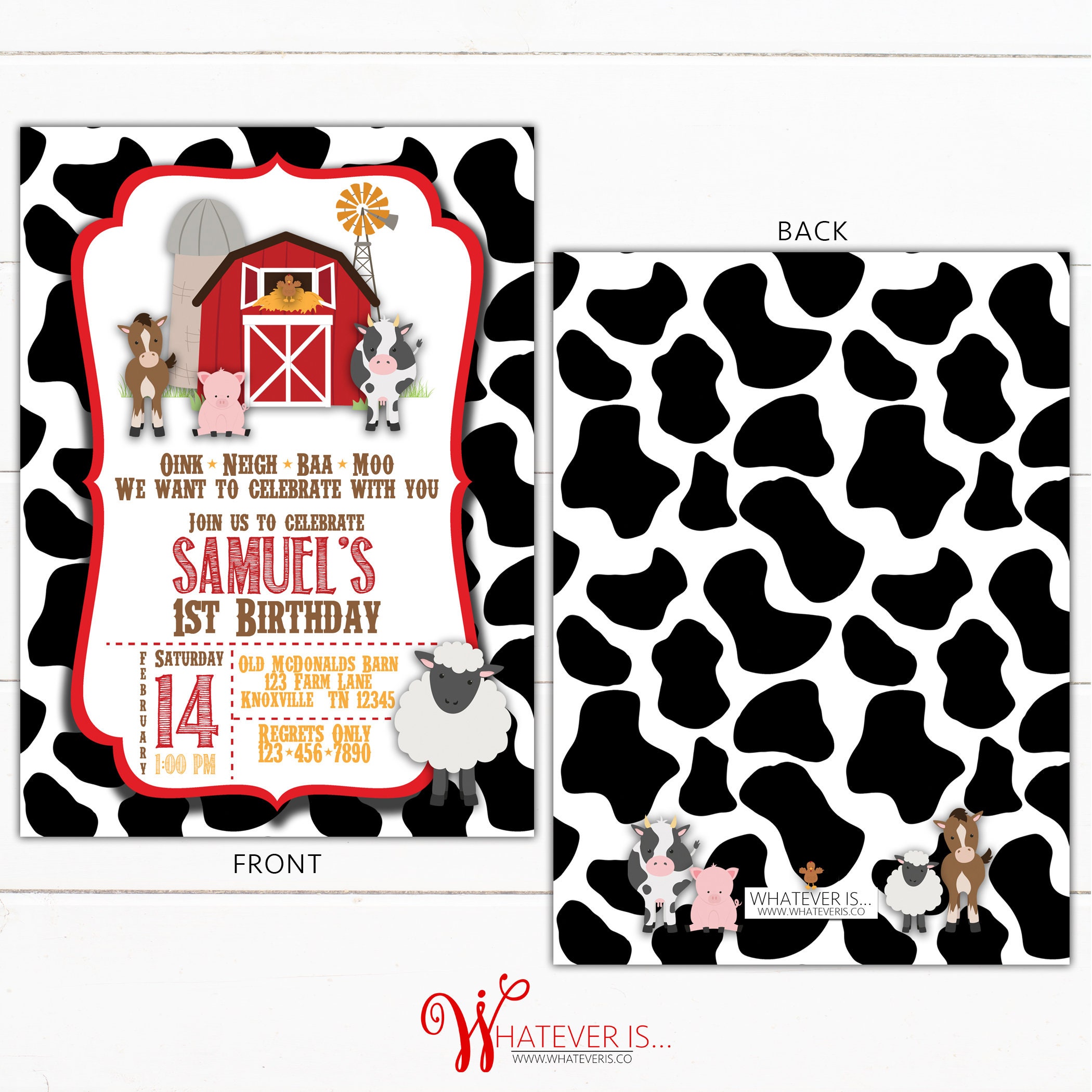 Barnyard Farm Birthday Printable Invitation Red Farm - Etsy México