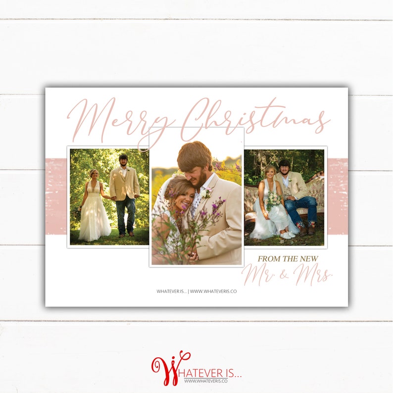 Have Yourself a Married Little Christmas Card Mr. & Mrs. Picture Christmas Card Married Christmas Card Pink and Gold Christmas Card image 4