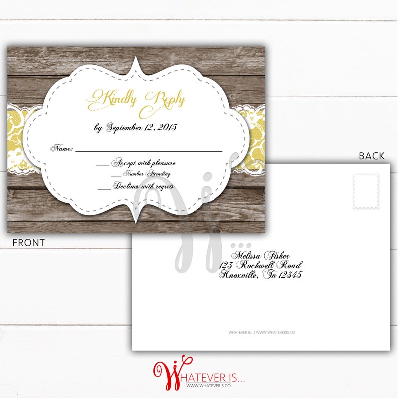 Rustic Anniversary Invitation Bundle 50th Anniversary Anniversary Invitation and Response Card RSVP Card Rustic Gold Anniversary afbeelding 9