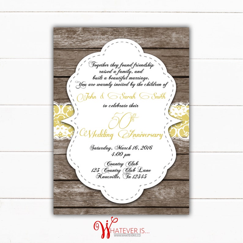 Rustic Anniversary Invitation Bundle 50th Anniversary Anniversary Invitation and Response Card RSVP Card Rustic Gold Anniversary image 4