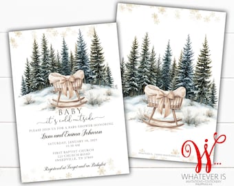 Baby It's Cold Outside Baby Shower Invitation | Boho Winter Baby Shower Invite | Neutral Winter Baby Shower | Printable Invitation