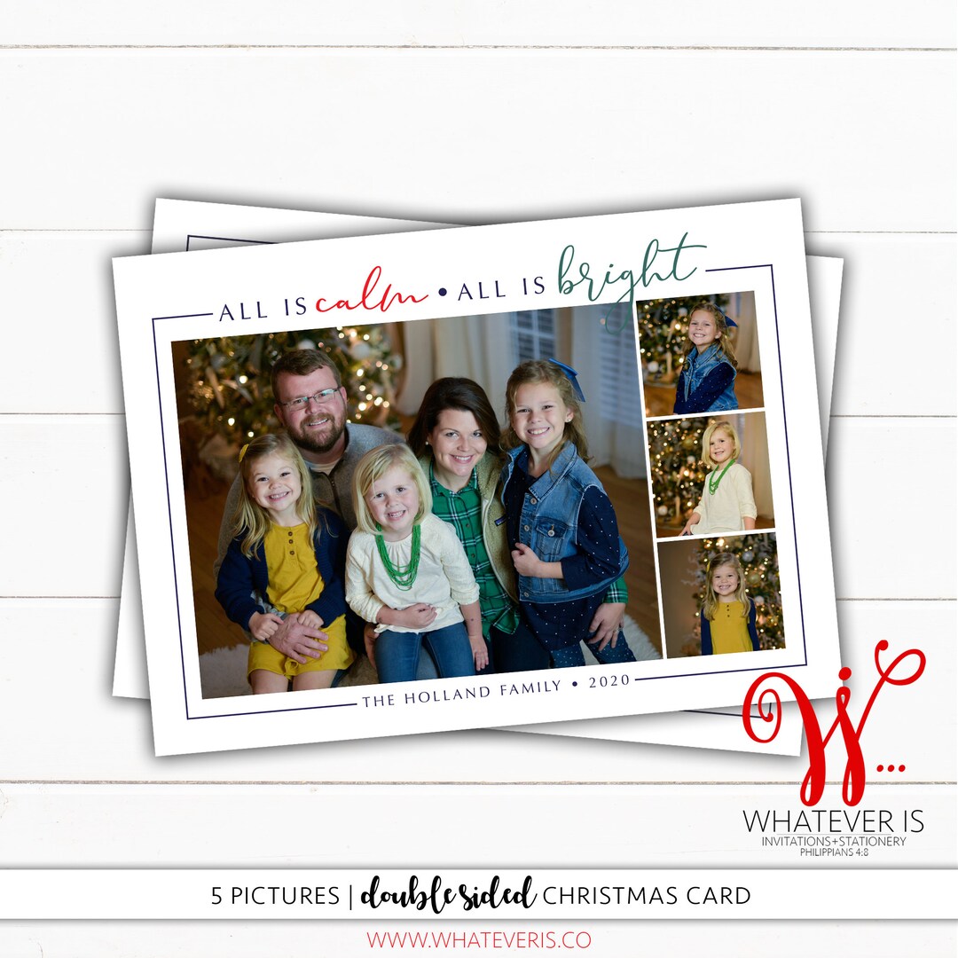 All is Calm Christmas Card | Family Picture Christmas Card | All is ...