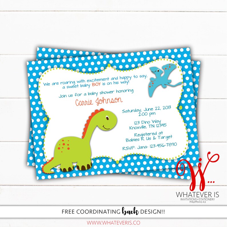 Dinosaur Baby Shower Invitation Dino Baby Shower Theme Etsy