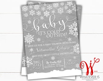 Baby It's Cold Outside Baby Shower Invitation | Snowflake Baby Shower Invitation | Winter Baby Shower | It's A Girl | It's A Boy | Printable