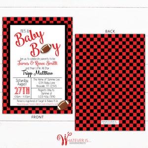 Football Baby Shower Invitation Sport Baby Shower College Football Baby Shower Georgia Baby Shower Bulldogs Black and Red Football image 2