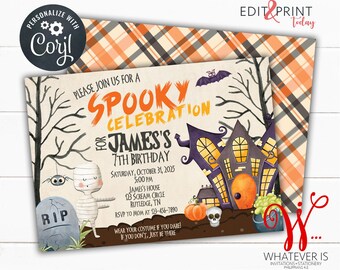 EDITABLE Halloween Birthday Invitation | Halloween Spooktacular Birthday | Kids Halloween Party | Spooky Halloween Party | Costume Party