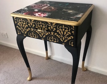Upcycled, Refurbished and Hand Painted Bedside/End Table